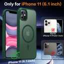 2 x Magnetic for iPhone 11 Phone Case-Compatible with MagSafe-Slim Translucent Matte-Military Grade Drop Protection Phone Case for iPhone 11 6.1", Dark Green