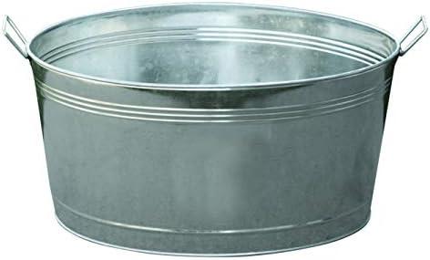 Little Giant Galvanized Round Tub (16.75 Gallon) Classic Utility Metal Bucket with Handle for Feeding, Watering, Washing (Item No. GWT1675)