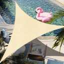16' x 16' x 16' Beige Triangle Sun Shade Sail Canopy Durable Fabric UV Block Awning Custom