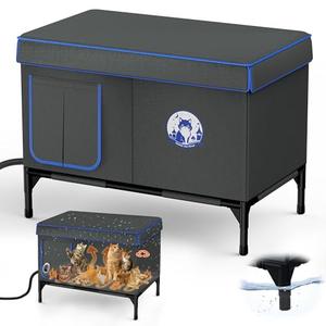 Heated Outdoor Cat House for Winter, 100% Waterproof XXL Shelter (29"x17"x21") with Escape Door & Heating Pad, Insulated for Feral Cats & Small Dogs