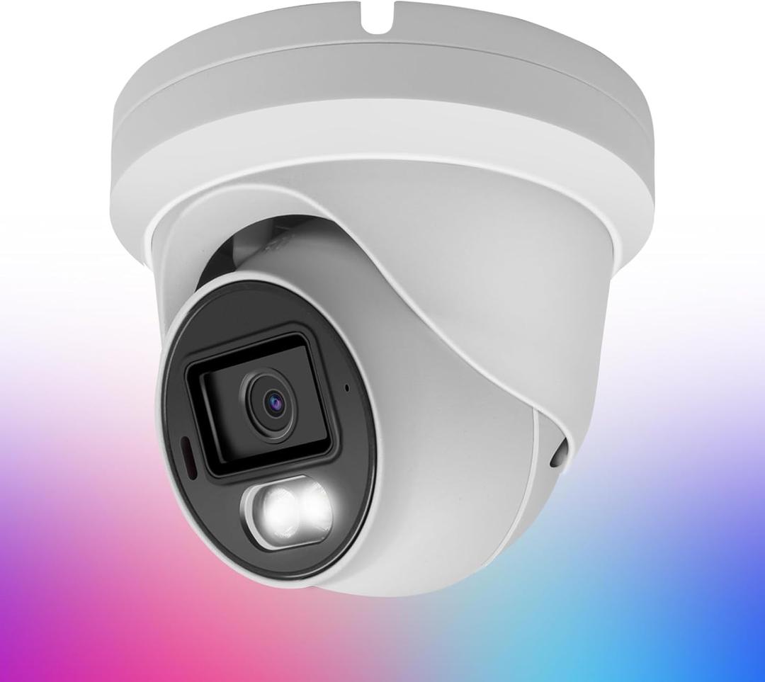 8MP 4K PoE IP Security Dome Camera Outdoor, Full Color Turret IP Camera with Smart Dual Light, Two Way Talk, SD Card Slot, 98ft Night Vision, 110Wide Angle, Human/Vehicle Detection