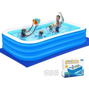 Nattork Inflatable Swimming Pool for Kids and Adults- 10Ft x 6Ft x 21In Family Full-Sized Blow Up Pools for kids -Thickened Durable Above Ground Swimming Pool Backyard Lawn, Indoor Outdoor Summer Party