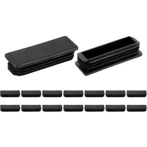 uxcell 16 Pcs Rectangle Tubing End Caps 3 x 1 Inch Plastic Hole Plugs Insert End Cap for Metal Tubing Post Chair Leg Table Bookshelves Furniture, Black