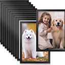 OTYMIOW 12Pcs 8.5 x 11 Picture Frame, Magnetic Sign Holder Display Window Self-Adhesive Display Picture Frames with Strong Magnetic Frame and Clear PVC for Photo Poster Artwork Document (Black)