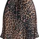 Women's Drawstring Satin Mini Skirt High Waisted Elegant Casual A-Line Flared Silk Short Skirts for Women