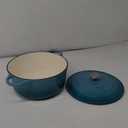 Nuovva Enamelled Cast Iron Dutch Oven Pot with Lid 6.4 Quart Non Stick Casserole Pot  Heavy Duty & Oven Safe up to 500 F for Bread Baking, Braising, Stews, Roasting  28cm Light Blue (6.4-Quart - Deep)