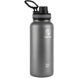 Takeya Originals 32 oz Vacuum Insulated Stainless Steel Water Bottle with Spout Lid, Graphite