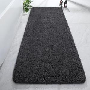 AROGAN Luxury Long Bathroom Runner Rug, 24x60 Inch Thick Soft and Absorbent Non Slip Bath Mat, Rubber Backing Quick Dry Rugs Carpets, Machine Washable Plush Mats for Shower Floor, Deep Grey