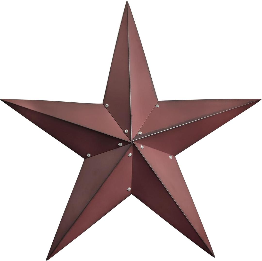 Qobumy 36Inch Large Metal Barn Star-Red Barn Star Outdoor Decoration-Metal Stars for Outside Texas Stars Art Rustic Vintage Western Country Home Farmhouse Wall art Decor
