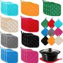 Layhit 36 Pcs Pot Holders for Kitchens Cotton Heat Resistant Potholders Oven Pot Holders Washable Hot Pads Bulk Potholders with Hanging Loops Cloth Coaster Mitts for Cooking Baking 7 x 7 Inch 9 Colors