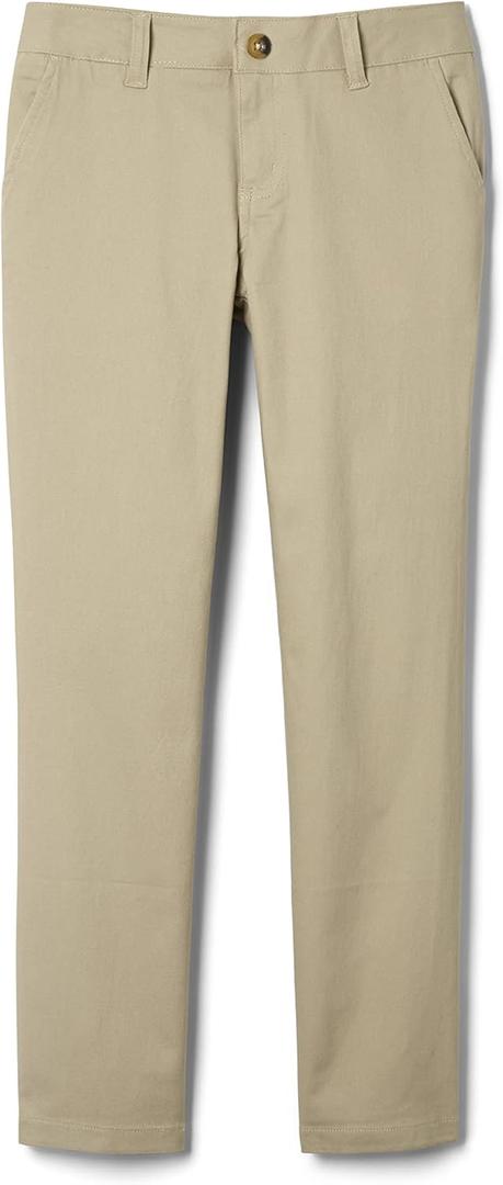French Toast Girls' Adjustable Waist Stretch Twill Straight Leg Pant Standard & Plus Size 14, Black 