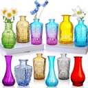 Colored Glass Bud Vase Set of 12,Small Vintage Bud Vases in Bulk,Mini Decor Vintage Vase for Centerpiece, Office, Garden, Home, Wedding Party