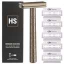 Henson Shaving Razor - Tan Double Edge Safety Razor with 5 Spare Blades - 30 Angled Precision With Superior Blade Rigidity- Reusable Single Blade Razors For Men and Women - Mild Aggression