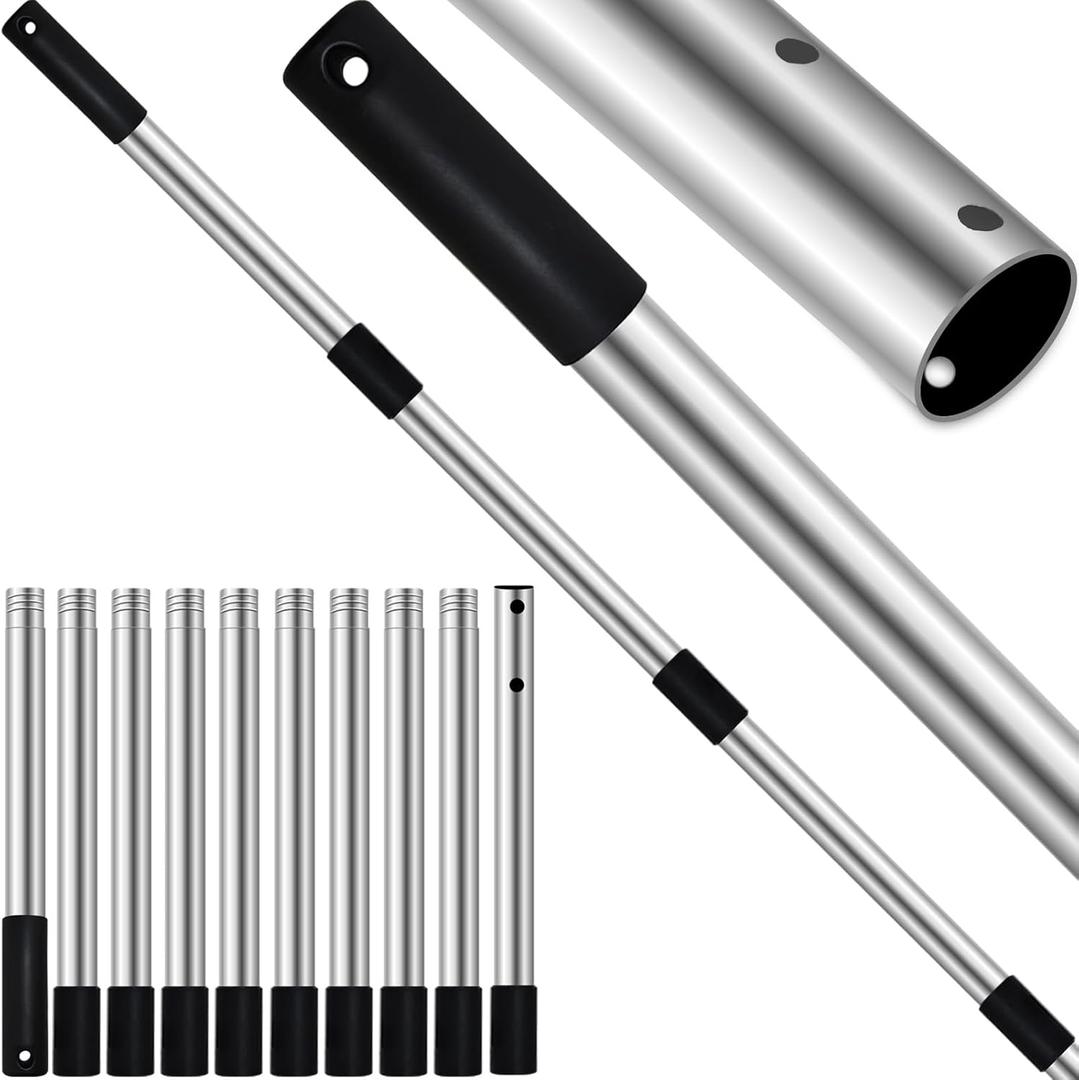 Pool Pole Telescopic 12 Ft Heavy Duty, Professional Adjustable Stainless Steel Swimming Pool Pole for Skimmer Net, Brush, Vacuum Head, Strong Grip & Lock, Pool Cleaning Pole, Pool Brush Pole