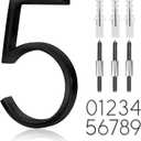 5" Stainless Steel Floating House Number, Metal Modern House Numbers, Mailbox Decor Number with Nail Kit, Coated Black, 911 Visibility Signage (5)