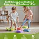 Stepping Stones for Kids & Toddlers 3-5, 6Pcs Non-Slip Sensory Toys & Obstacle Course for Indoor Outdoor Play, Develops Motor Skills, Balance & Coordination, Ideal Christmas & Birthday Gifts (Green)