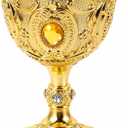 Cabilock Vintage Chalice Medieval Goblet, 30ml Shot Glass Brass Gold Wine Glasses Goblet, Communion Cup, Cocktail Glass Cup for Home Bar Wedding Party Supplies