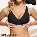As Fairy 2026 Deep V Wireless Push Up Bras for Women Soft Support Bra with Lift Comfortable T-Shirt Bra for Daily Wear, Size 36C (Black)