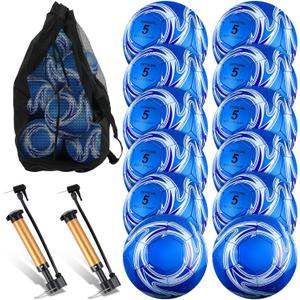 Realspring Deflated Soccer Balls Bulk with Pump Bag Operation Christmas Official Size Football for Youth Outdoor Outside Sport Training Gift Christian Charity Donation