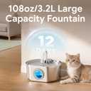 Cat Water Fountain Stainless Steel: 108oz/3.2L Cat Fountain for Drinking - Pet Water Fountain Inside - Automatic Dog Watering Dispenser Bowl - Pet Feeding & Watering Supplies - Water Level Window
