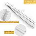2 x JETKONG 12 Inch Kitchen Tweezers Cooking Tweezer Tongs, Stainless Steel Food Tweezers Multi-function Precision Serrated Tips Kitchen Serving Tong