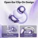 PAXA Clip On Earbuds, Open Ear Earbuds Wireless Bluetooth 5.4, Clip On Headphones with LCD Touchscreen, Lightweight Comfort Open Ear Headphones for Sports, Fitness, and Workouts, M100 Purple