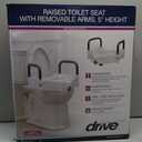 Drive Medical 2-in-1 Raised Toilet Seat with Removable Padded Arms - Elevated Bathroom Safety Support - Secure Locking Attachment - Easy Height Assistance - Durable Construction, Standard Toilets