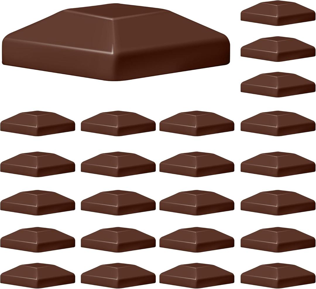 TonGass (24-Pack, Brown) 4"x4" (3 5/8") Wood Fence Post Caps - Wooden Fence Cover Deck Post Cap, Durable Plastic Water-Proof and UV-Proof, Protect Wooden Poles from Cracking and Rotting