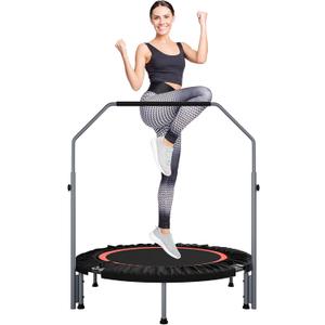 ALTLER 40"/48" Foldable Mini Fitness Rebounder with Adjustable Foam Handle, Max Load 330/440 lbs, Indoor Cardio Exercise Rebounder for Adults