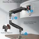 HUANUO TitanLift Heavy Duty Monitor Arm for Screens up to 49", Holds 44 lbs, Aluminum Ultrawide Screen Monitor Mount, Fully Adjustable Single Gaming Desk Mount with Dual C-Clamp, Max VESA 100x100mm
