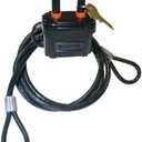 Brinks 3020-029-4T Outdoor Padlock, Covered with 4' Coated Flexible Steel Cable, 3/8'' Diameter
