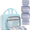 Travel Hanging Toiletry Bag for Women - Waterproof Cosmetic Organizer with Clear Window, Lightweight Bathroom Bags for Essentials, Makeup, Shampoo, Toiletries Blue, Large
