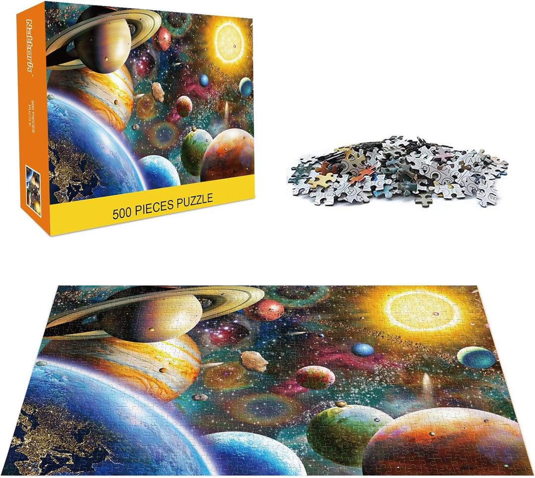 Nattork Jigsaw Puzzle 500 Pieces for Adults Youth Family Space Traveler Solar System Puzzle Pieces Fit Together Perfectly 5 Pack