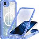 Hekodonk for iPhone 16e Case 2025, Compatible with Magsafe [Built-in Tempered Glass Screen Protector & Camera Lens Protection] Full Body Shockproof Protective Women Girl Bling Case,Blue Glitter