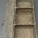 Sumnacon Extended Seagrass Storage Basket with Lid 3-Section Wicker Storage Basket,Small Woven Shelf Basket for Toiletries Tampon Storage,Seagrass Basket for Shelf Bathroom Toilet Counter,Whitewash