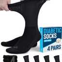 Doctor's Select Diabetic Socks - 4 Pairs Neuropathy Socks for Men & Women (Large)