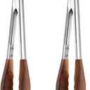 Baderke 2 Pcs Walnut Wooden Kitchen Tongs for Cooking Wooden Utensil Set Salad Tongs with Wood Tips for Serving Salad Flipping Burgers Grilling and Much More, Set of 2, 11.4 Inch