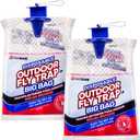 Fly Traps Outdoor Fly Trap for Patio. 2 Large Non-Toxic Pre-Baited Flies Bags Outdoor Disposable. Big Hanging Bug Catchers for All Filth Flies Killer for Outside Bug Control in Yard Horse Ranch.