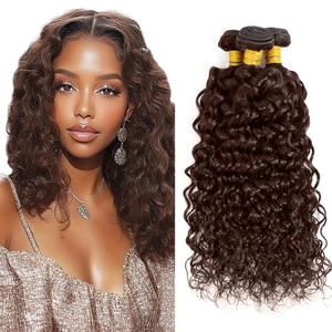 #4 Brown Human Hair Bundle 14 16 18 inch Chocolate Brown Water Wave Bundle Color #4 Wet and Wavy Bundles Mixed Length 3 Bundles 150g