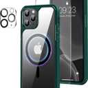 Amizee Magnetic Case Compatible with iPhone 11 Pro Max Case [Compatible with MagSafe] with Screen Protector and Camera Lens Protector Clear Back Shockproof Protective Phone Case (Green)