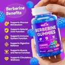 Berberine Gummies 1500mg  High Potency Berberine Supplement with Ceylon Cinnamon and Milk Thistle  Supports Glucose Metabolism & Natural Liver Function  Vegan, Sugar-Free, Non-GMO  60 Count