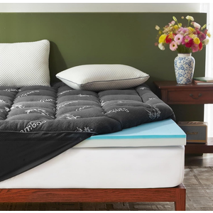 BEDLORE 4 Inch Memory Foam Mattress Topper King,2-in-1 Dual Layer Design (2" Gel Memory Foam + 2" Plush Pillow Top Cover) Mattress Topper Medium-Firm,Pressure Relief & Back Pain Support(Dark Gray)