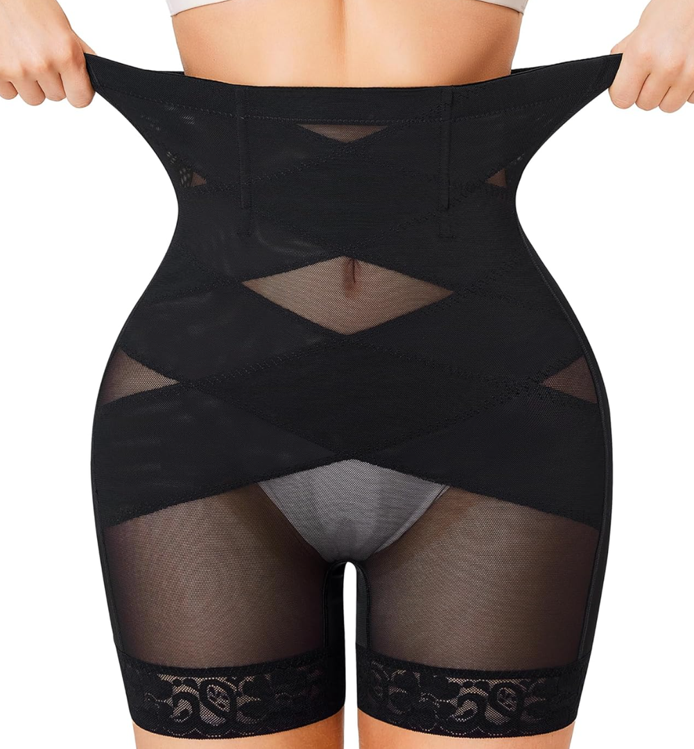 Nebility Shapewear Tummy Control Body Shaper High Waisted Butt Lifting Panties Shapewear Shorts Thigh Slimmer, L