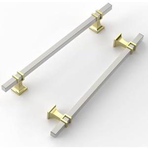 FILTA 7.5 Inch(192mm) Hole Centers Brushed Nickel 10 Pack Cabinet Pulls,Satin Nickel and Gold Square Drawer Pulls T Bar Kitchen Cabinet Handles Cabinet Hardware for Cabinets Cupboard Drawer