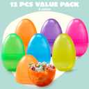 JOYIN 12 Pcs 7" Jumbo Plastic Easter Eggs, Clear 6 Assorted Colors Empty Eggs for Filling Treats Easter Party Favor Hunt Basket Stuffers Fillers Classroom Prize Supplies Toy