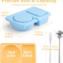 KITHELP Reusable Snack Containers with Lids, 2 Compartment Silicone Snack Prep Containers with Spoons and Forks, Double Compartment Condiment Box Salad Sauc for Portion Control, Travel4 pack
