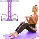 Pedal Resistance Bands with Handles Exercise Bands Multifunction Tension Rope Fitness for Working Out Arm Abs Legs Stretch Bands (Purple)