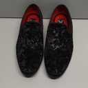 Men's Vintage Velvet Flower Designer Dress Loafers Slip On Shoes Classic Tuxedo Dress Shoes Size 8, Black