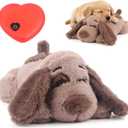 BEVERLYSHARK Beverly Shark Puppy Heartbeat Toy Dog Anxiety Relief Calming Aid Puppy Heartbeat Stuffed Animal Behavioral Training Sleep Aid Comfort Soother Plush Toy for Puppies Cats (Brown)