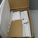 Rfiver Swivel Floor TV Stand with Mount for 28-60 inch TVs up to 88 lbs, Height Adjustable Tall TV Stand with Wood Base, Saving Space Design for Bedroom, Living Room and Corner, White